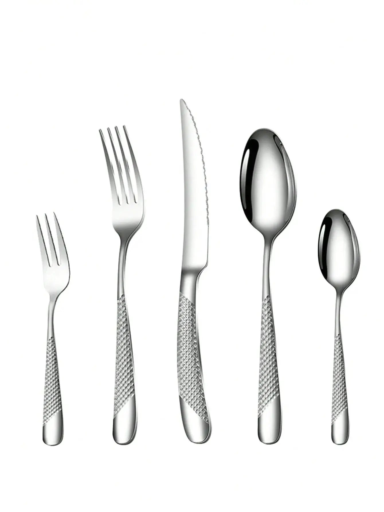 Stainless Steel Silver Star Diamond Tableware Set 6 Or 30 Piece Knife Fork Spoon Dessert Fork