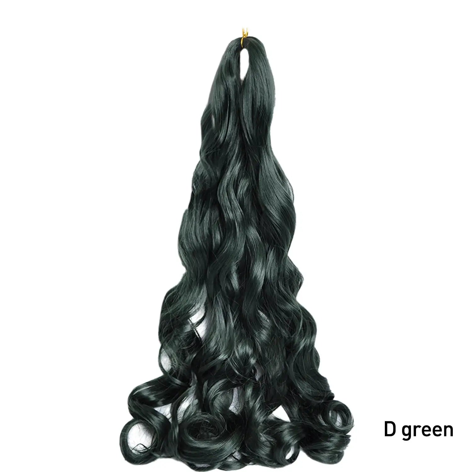 Simples Market French Curls 24-inch synthetic braiding hair with loose spiral curls in dark green
