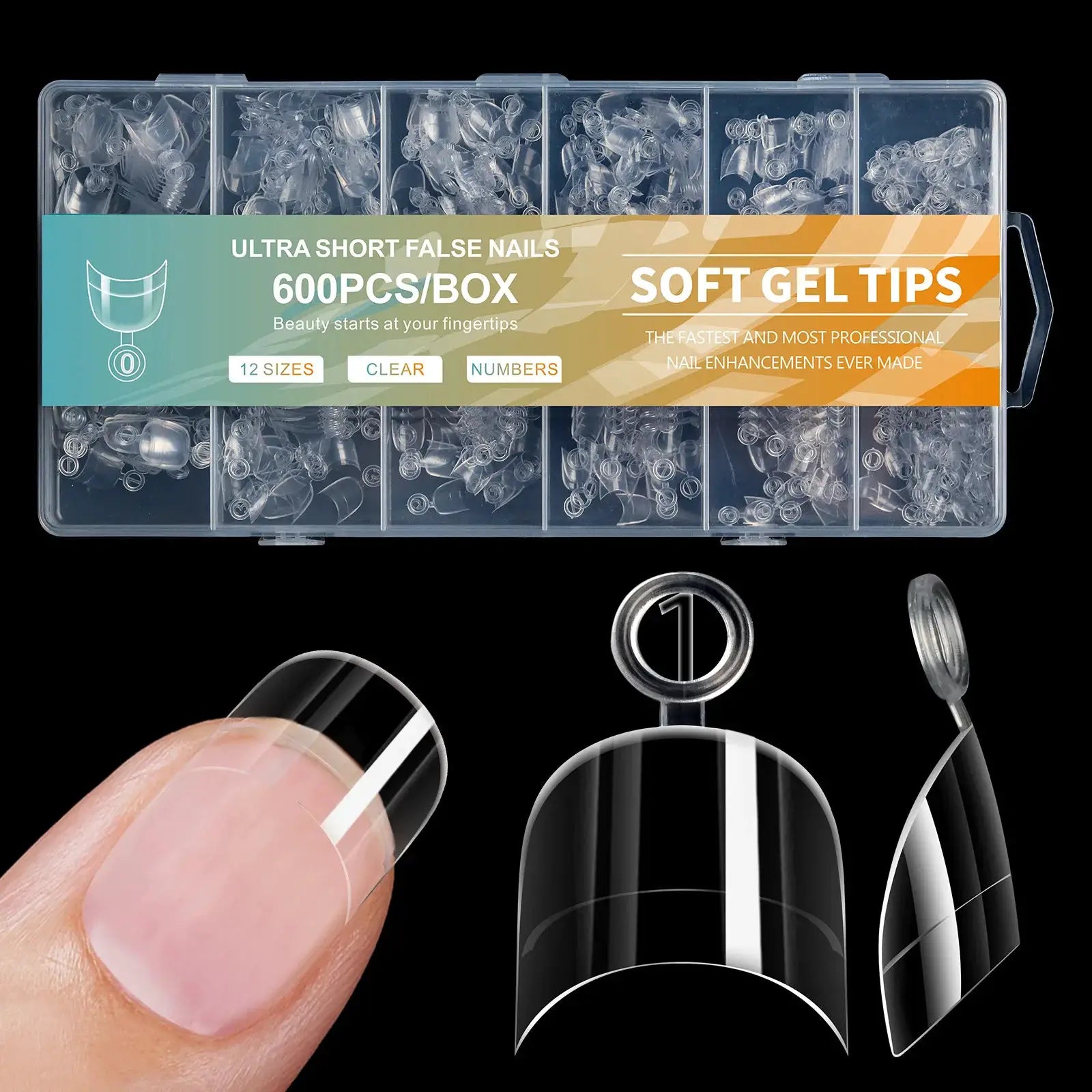 GlamNail 600Pcs Ultra Short French Press On Acrylic Nails Almond Square Traceless Finish Salon Quality At Home