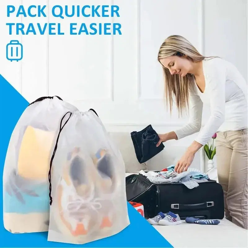 ClearView Waterproof Transparent Drawstring Storage Bags For Shoes And Sundries Pack Five To Ten