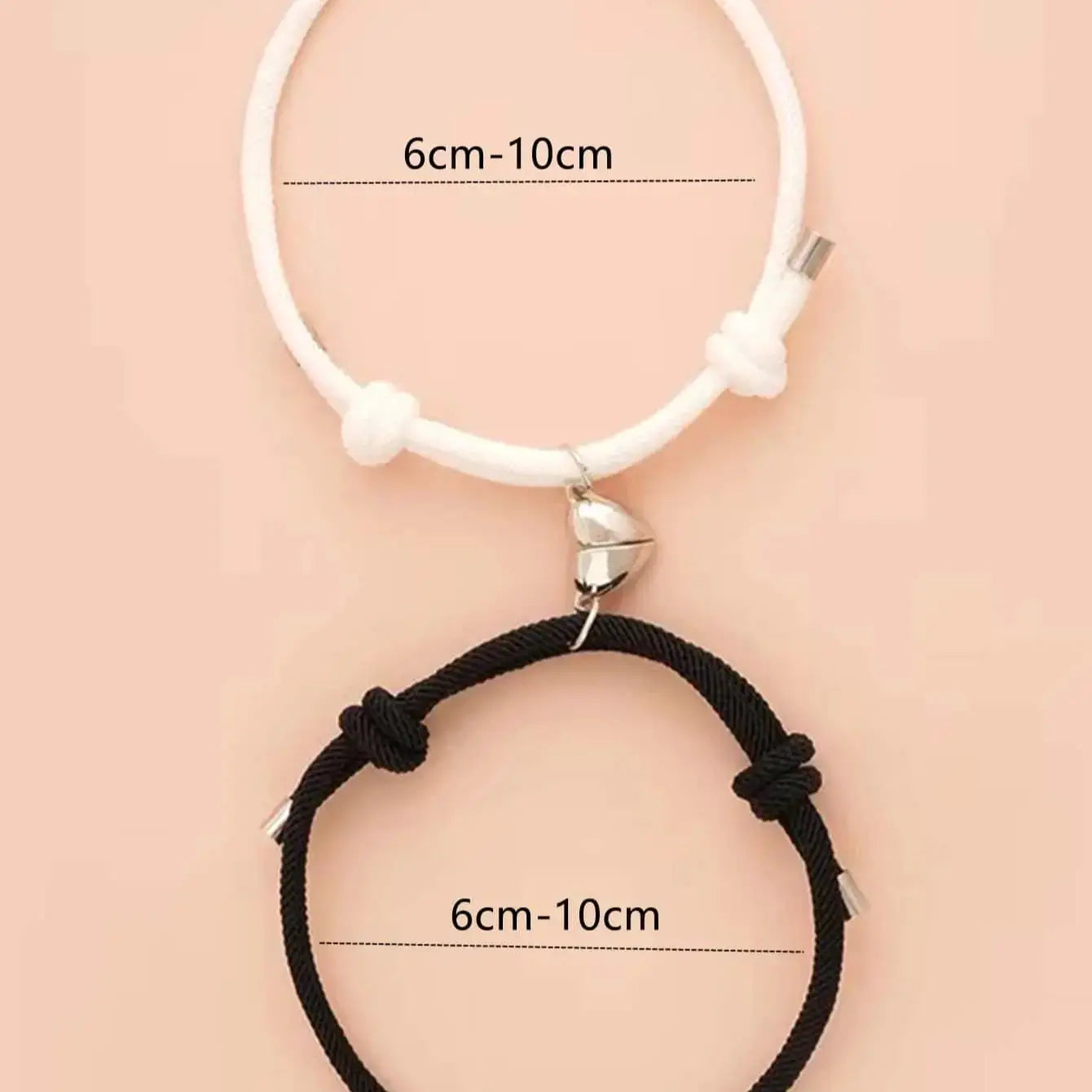 Two Piece Black White Rope Love Magnetic Couple Bracelet Set For Friends Partners Travel Gift