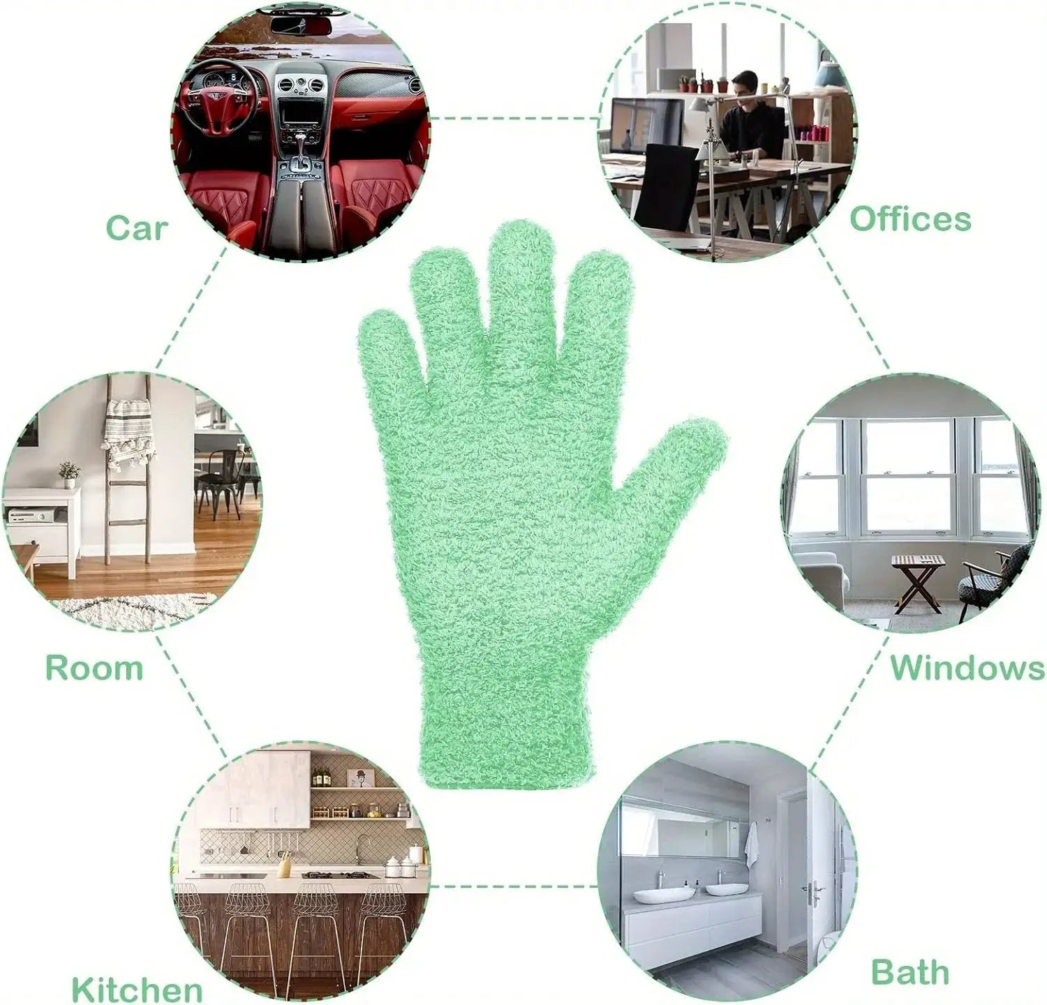 Microfiber dusting glove by Simples Market, mint green, stretchable and breathable, 1pc