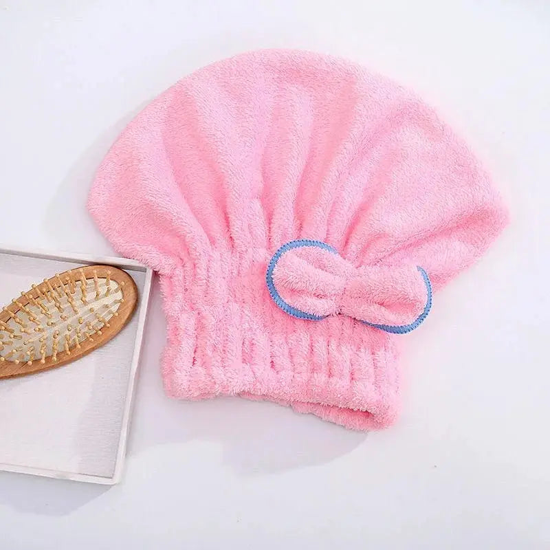 Quick Drying Hair Cap For Women Bowtie Bathing Hat Microfiber Superfiber Shower Cap For Spa And Bathroom