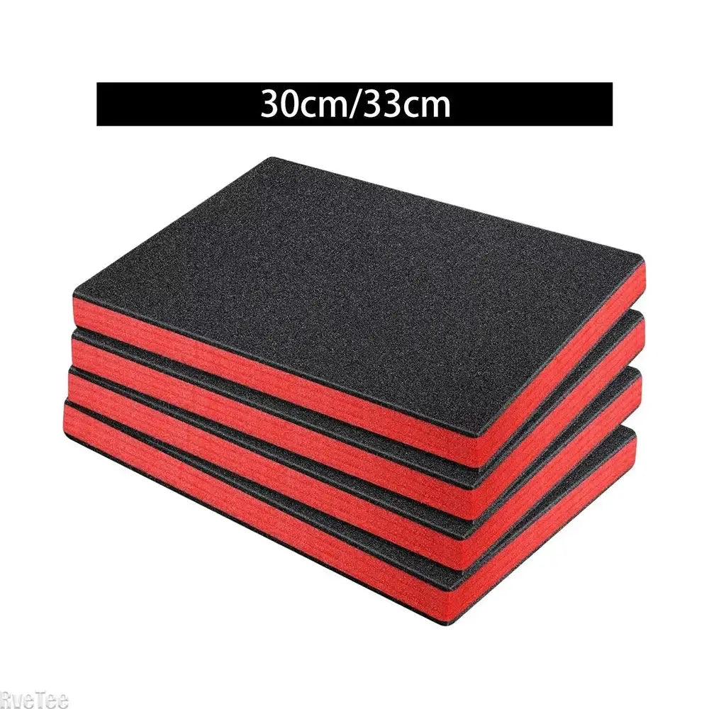 4 pcs toolbox foam inserts, black foam with red edges, 30/33 cm, for tool boxes and camera cases
