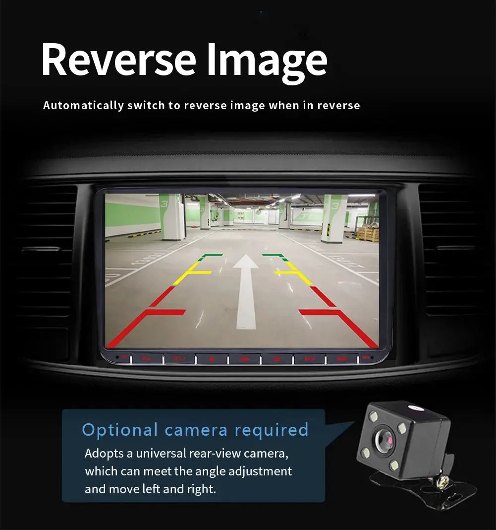 2Din Android car stereo with touchscreen display by Simples Market and optional rear-view camera