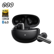 QCY HT18 MeloBuds N70 wireless earbuds in black with charging case, Bluetooth 6.0 LDAC