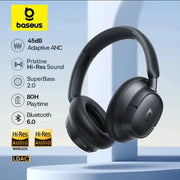 Baseus EH10 NC wireless headphones, black over-ear with 45dB adaptive ANC, Hi-Res LDAC, Bluetooth 6.0, 80h