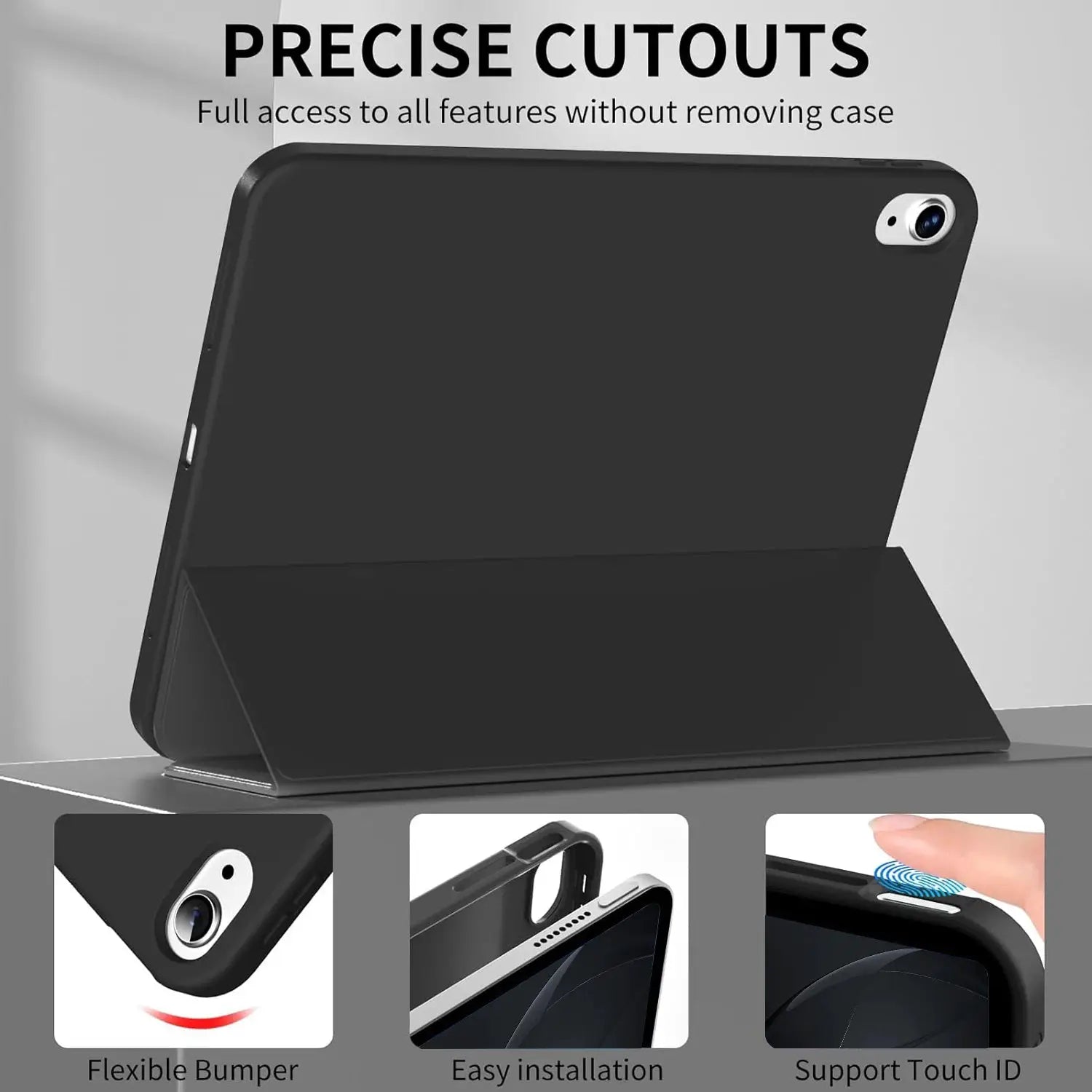 NovaGuard All Gen iPad Intelligent Protective Cover With Three Fold Stand And Soft TPU Case Drop Resistant Shockproof