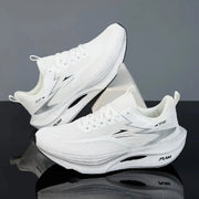 Simples Market white running shoes pair with lightweight breathable mesh upper and nonskid sole.