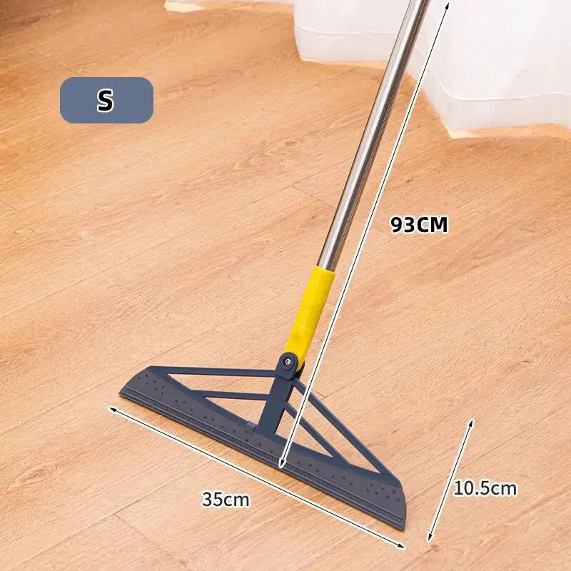 Simples Market 180° rotatable rubber broom silicone mop with yellow handle and blue triangular head for floor cleaning