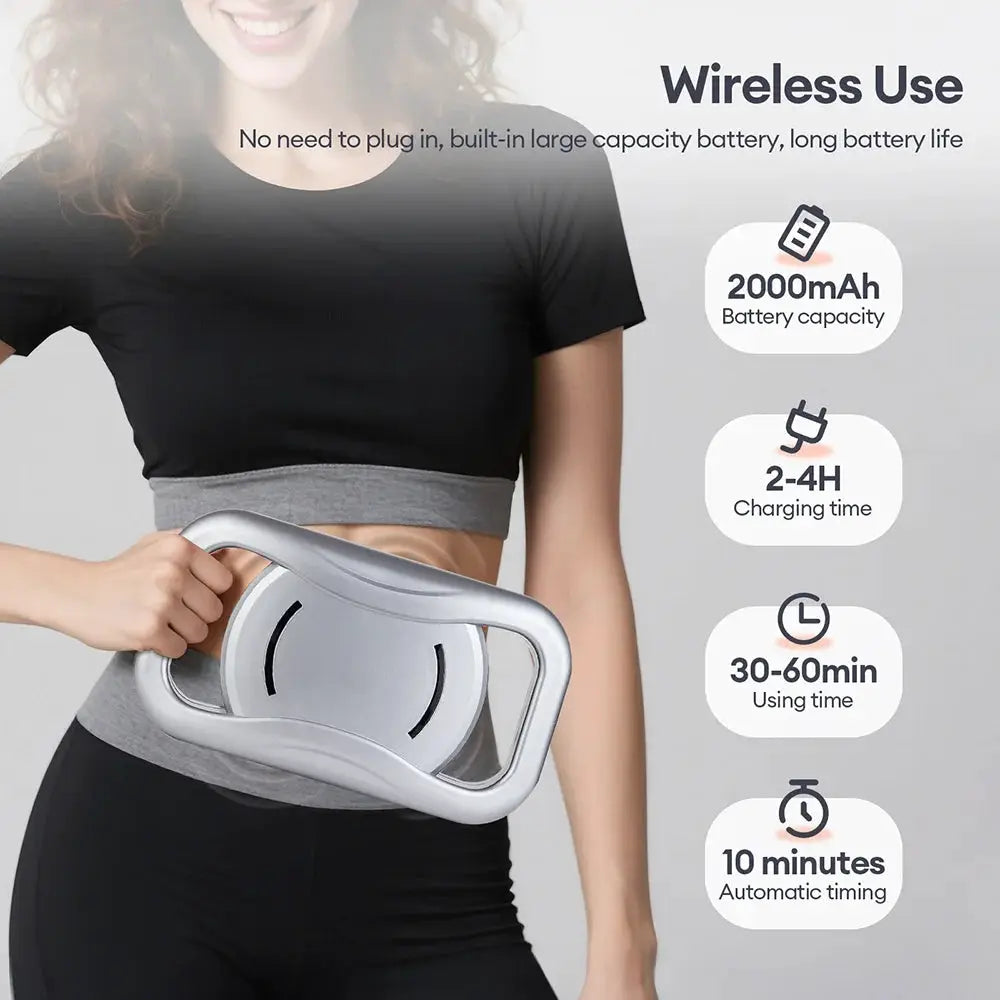 30-head body massage belt massager, wireless silver-gray device for back, waist, thighs, shoulders