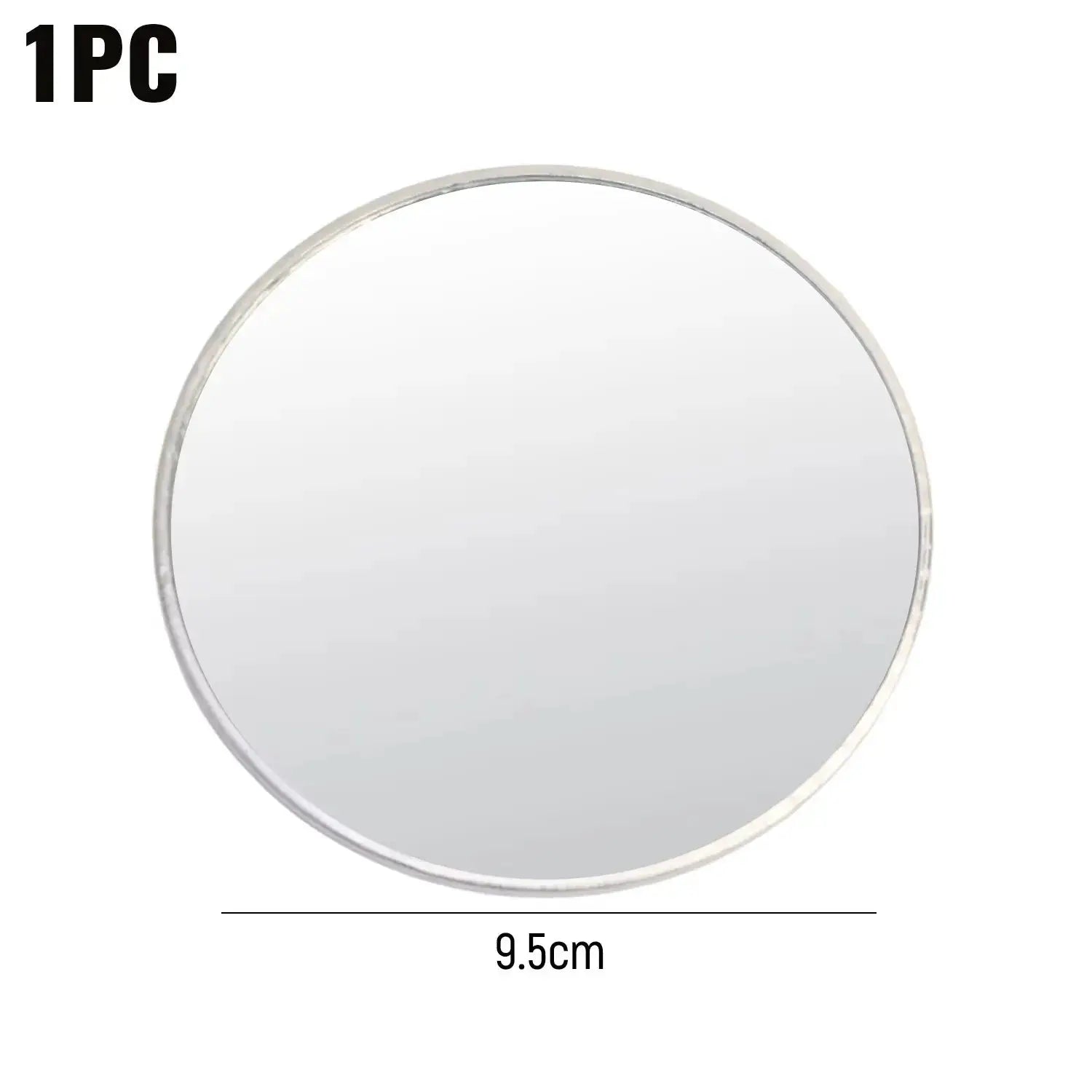 Travel handheld selfie mirror, round convex mirror with metal rim, 9.5 cm diameter
