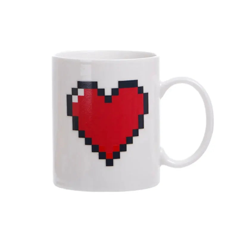 330ml Peach Heart Color Changing Ceramic Cup Magic Mug Heat Revealed Heart Design Coffee Mug Valentines Day Gift