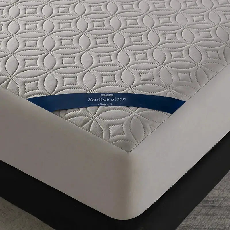 Mattress protector; grey quilted, waterproof, antibacterial, breathable, 30cm deep-pocket fitted sheet