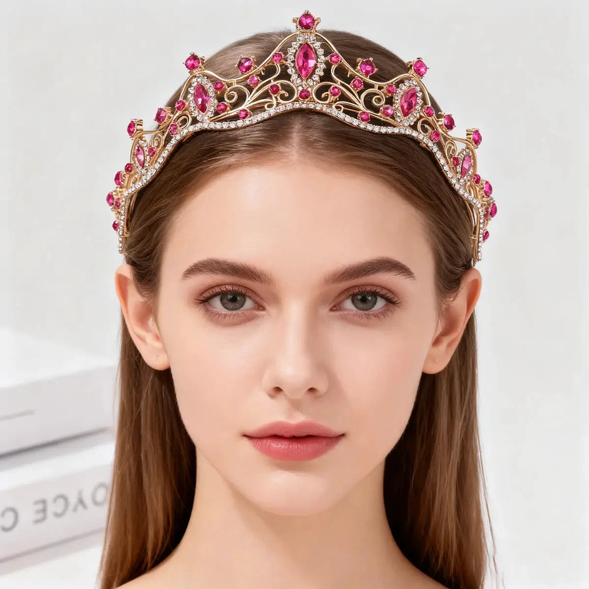 Korean Style Girls Bridal Tiara Hair Accessory for Birthday Wedding and Kids Performance Headpiece