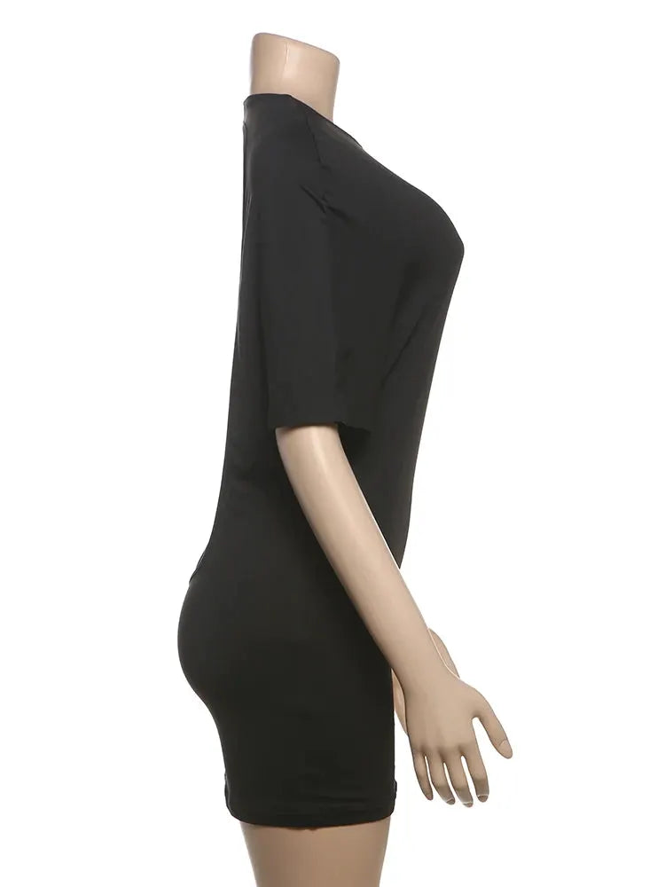 Nibber O Neck Sexy Backless Mini Dress For Women Y2K Solid Trend Style