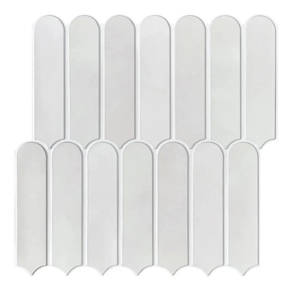 Simples Market 3D fish-scale tile sticker sheet, self-adhesive backsplash tiles, white/gray, 30x30cm
