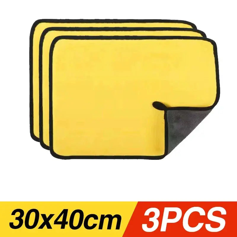 Simples Market car wash towels, yellow thickened microfiber cloths, 30x40cm, 3 pcs