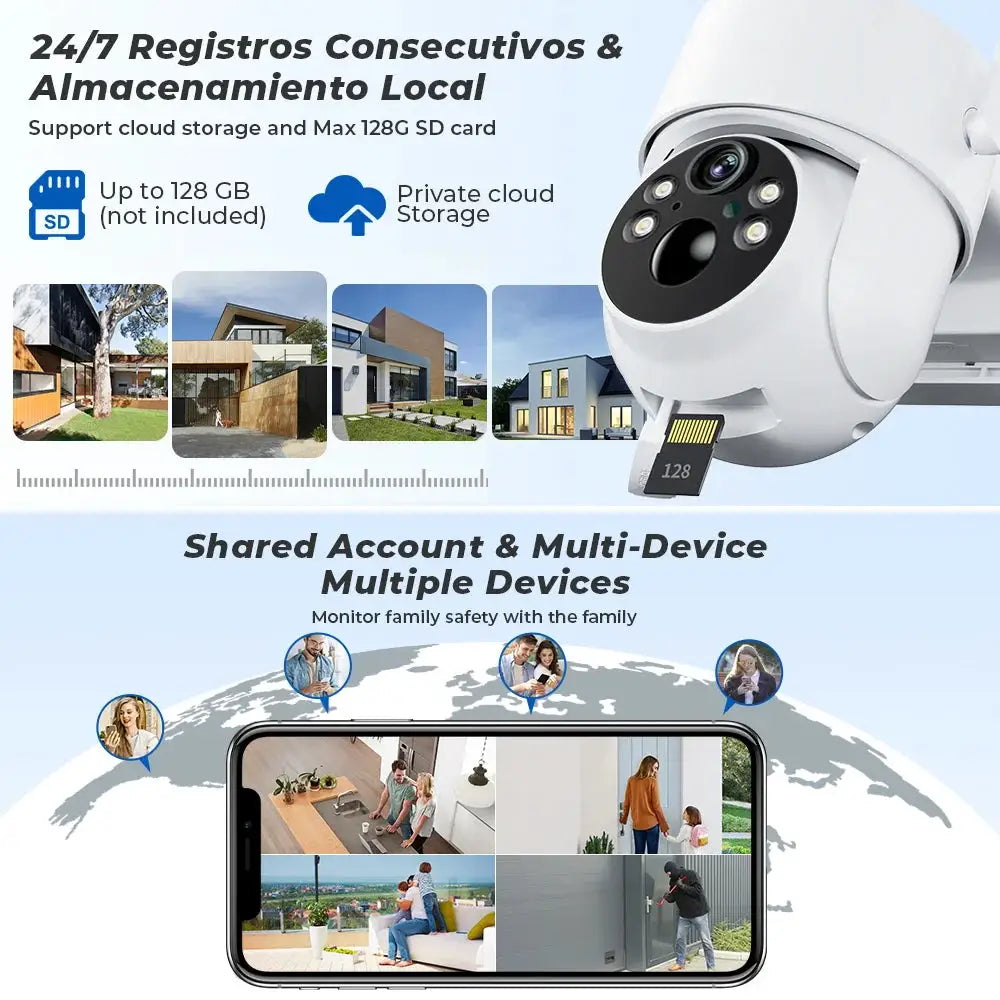 8MP 4K solar WiFi security camera with built-in battery and dual-lens outdoor surveillance by Simples Market
