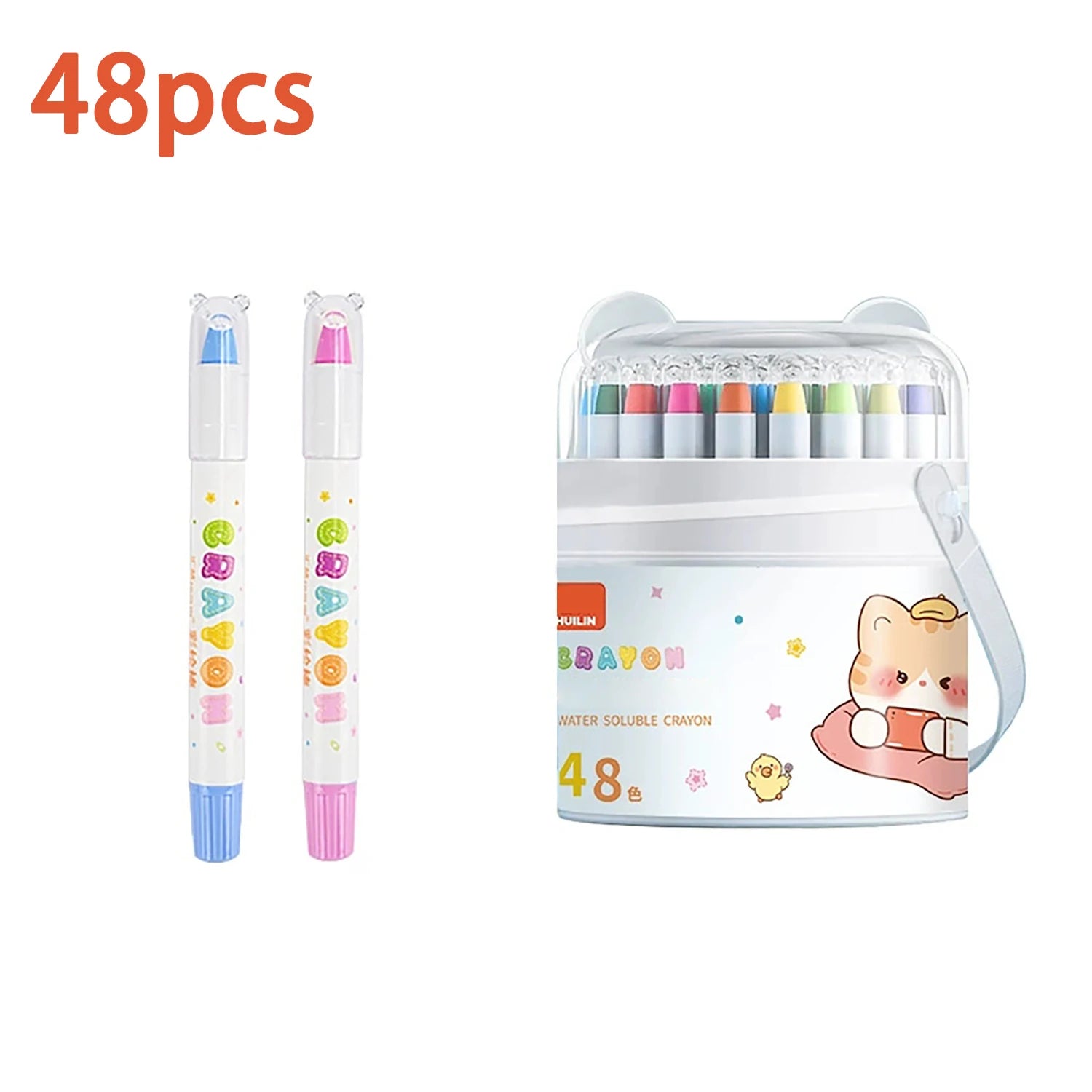 Twistable crayons by Simples Market, 48-color silky washable set with clear storage case