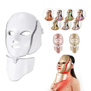 Simples Market 7-color LED face and neck beauty mask; white main mask with color thumbnail swatches