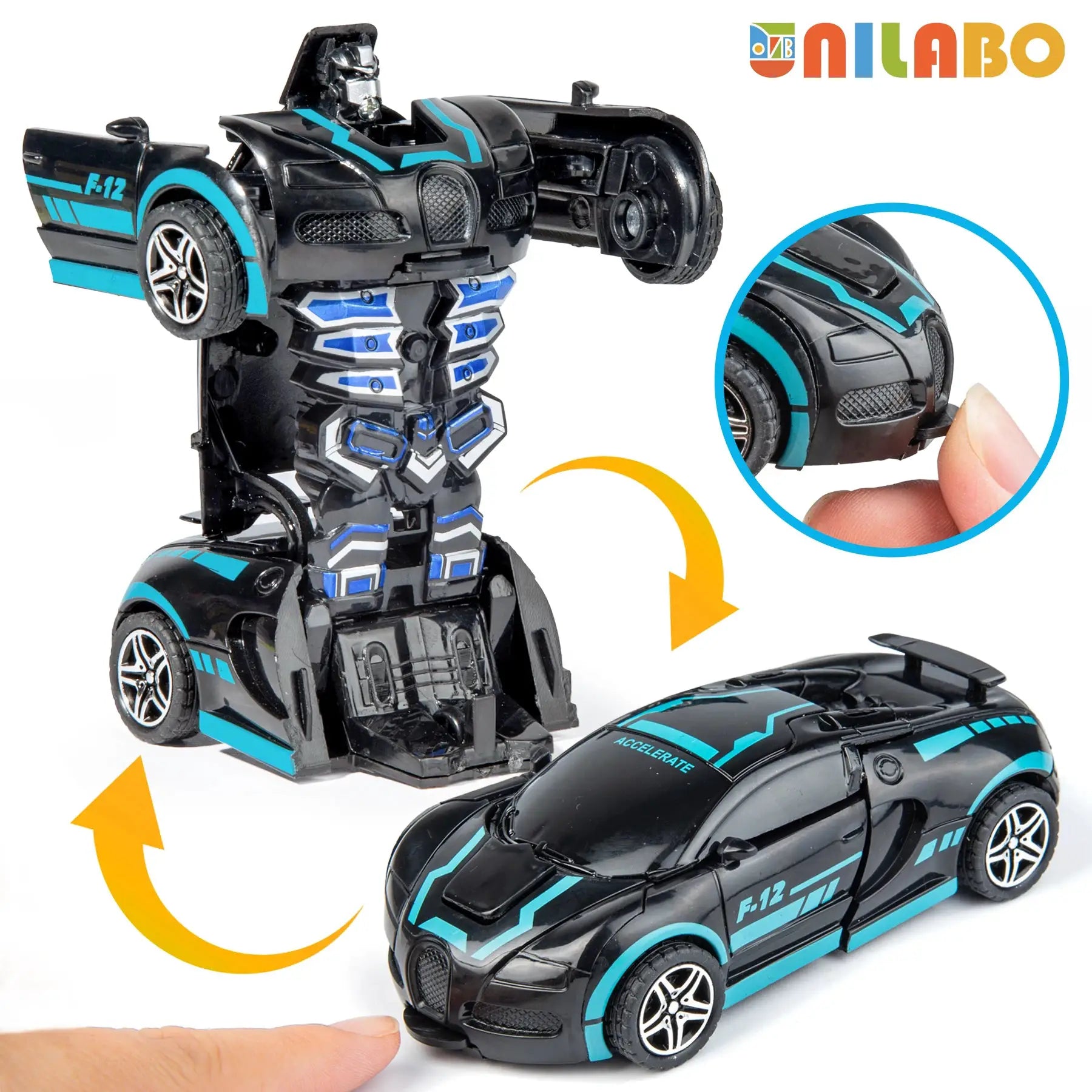 Transformable Robot Sports Car Toy No Batteries Educational Kids Gift Colorful Model Vehicle For Play Learning