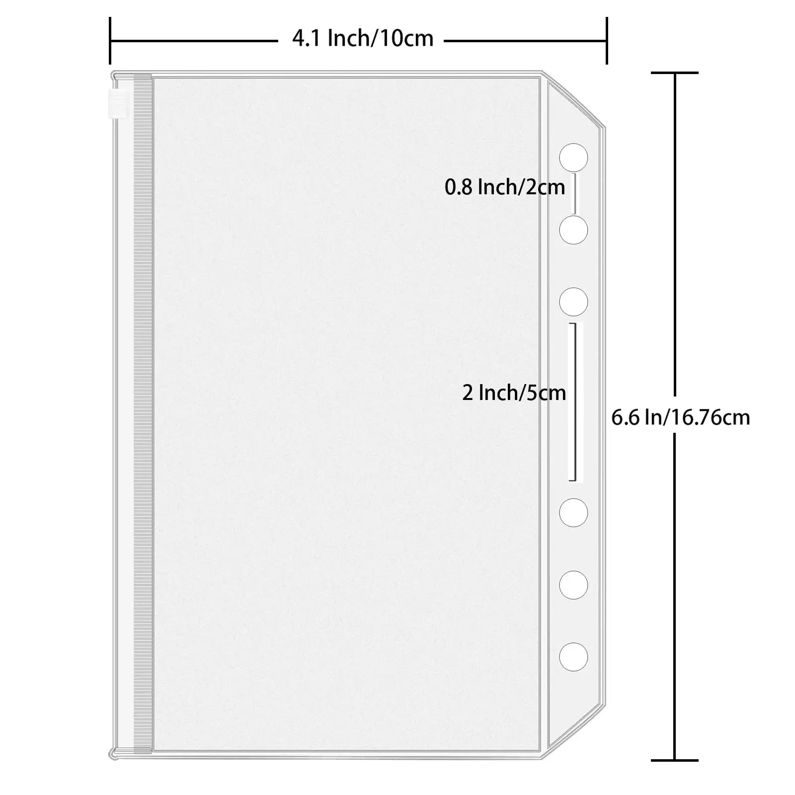Simples Market A6 binder pockets, 10 pcs, clear zipper PVC for 6-ring binders