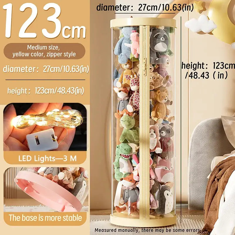 Transparent Doll Storage Box For Plush Toys And Dolls DIY Zipper Tube Organizer Christmas Gift For Kids