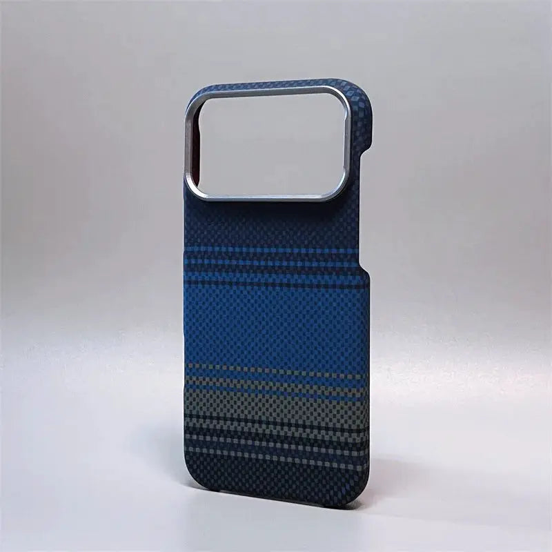 iPhone case by Simples Market, blue carbon-fiber abstract pattern with MagSafe for Pro Max/Air models