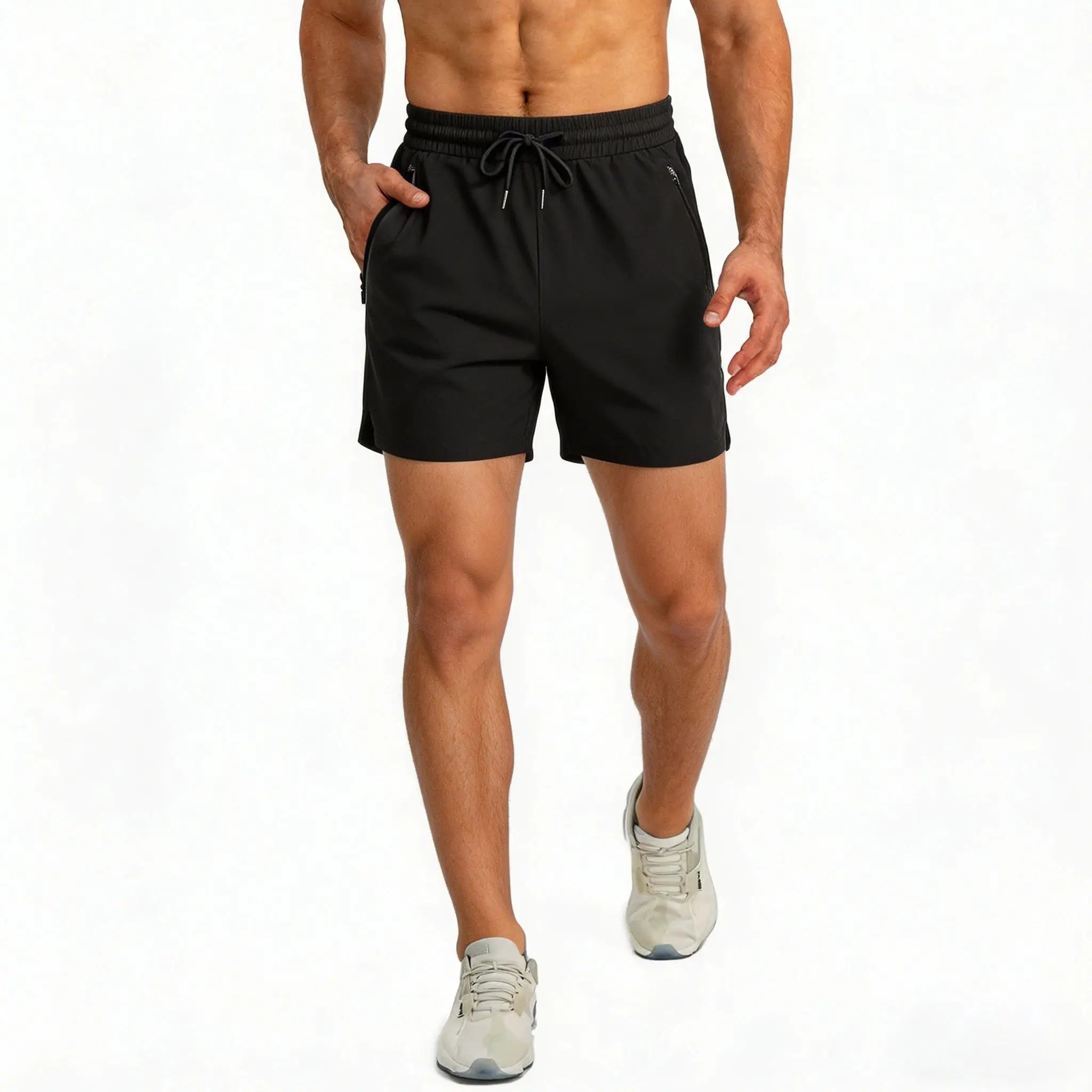 Men's Quick Dry Running Shorts With Drawstring And Zip Pockets For Athletic Workouts And Gym Sessions