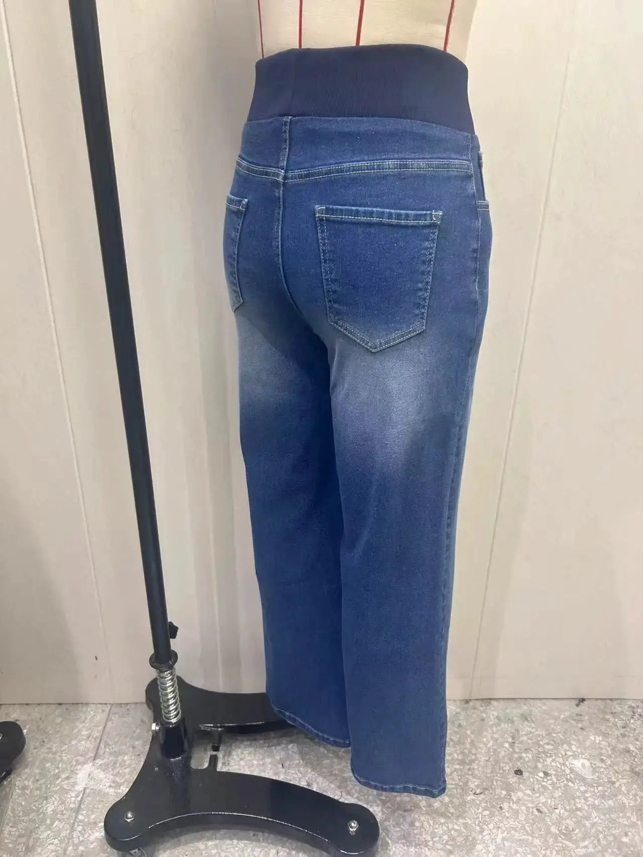 Y2K Baggy Jeans For Women Ribbed High Waist Loose Straight Leg Denim