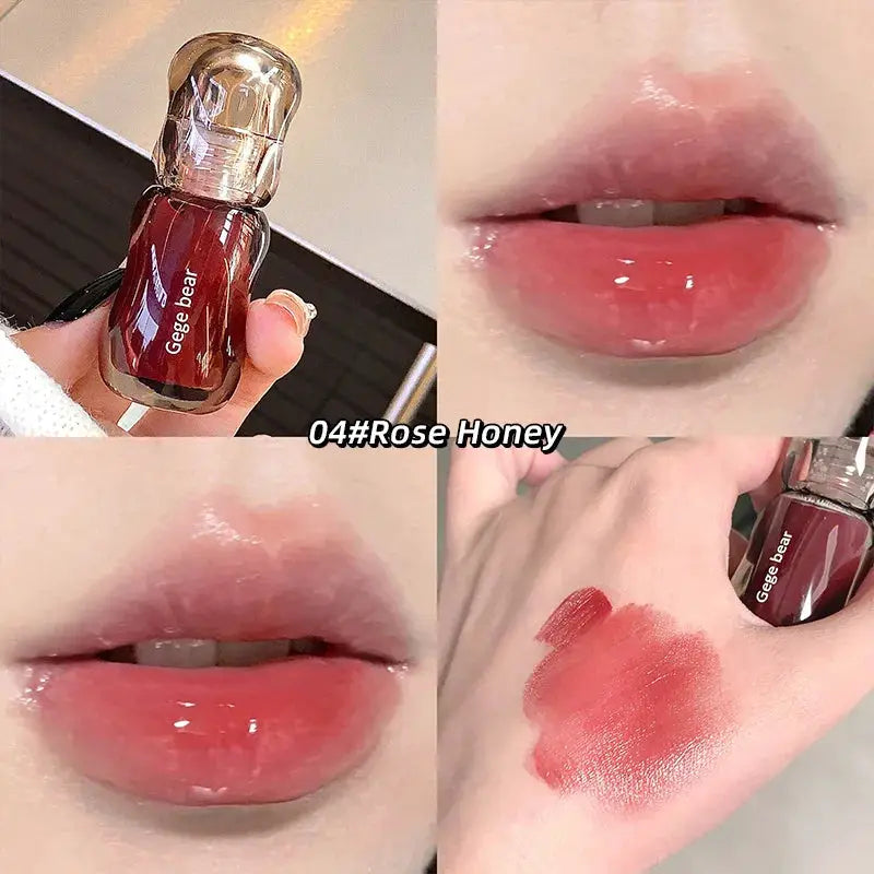 Gege Bear Crystal Gloss Lip Tint Autumn Winter Hydrating Formula Mirror Gloss Finish Youthful Plumping Effect