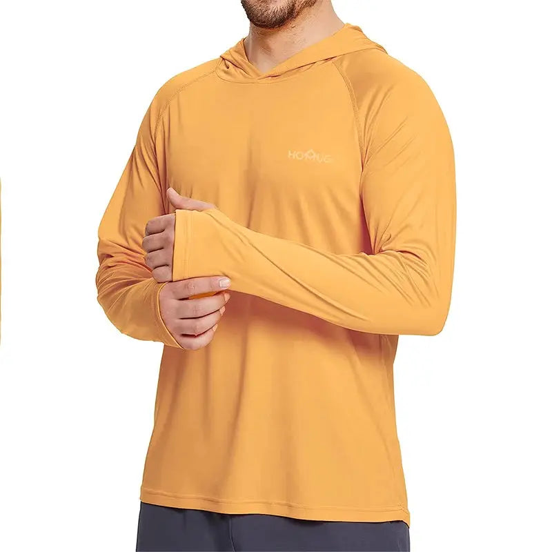 Men's UPF50 Plus Performance T Shirt Hoodie Long Sleeve Sun Protection Quick Dry for Running Fishing Casual Wear