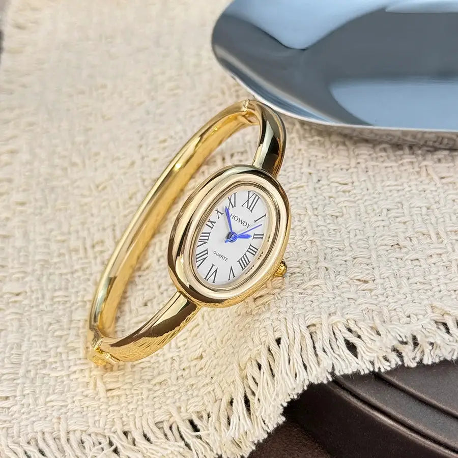 Luxora Bath Tub Bracelet Watch For Women With Oval Quartz Case And Small Dial Roman Numerals