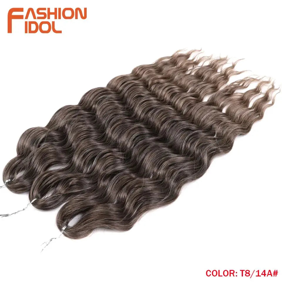 Anna Hair synthetic loose deep wave braiding extensions, 24 inch water wave ombre blonde, 4 bundles