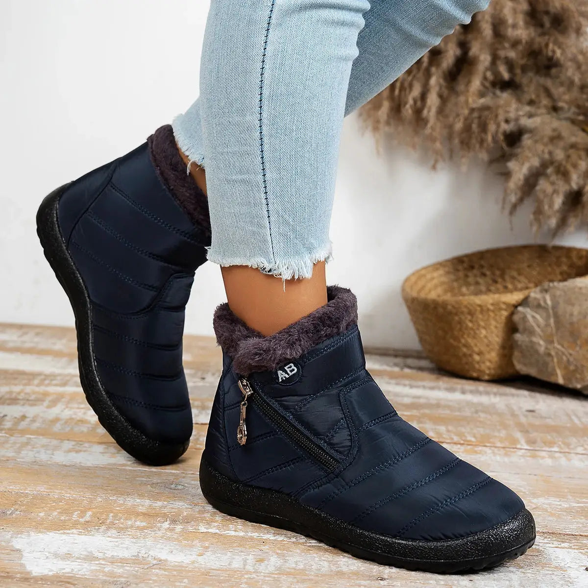 GlacierGuard Womens Winter Waterproof Ankle Snow Boots With Warm Plush Fur Lining For Cold Outdoor Comfort