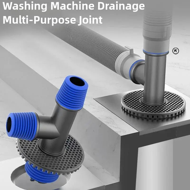 Simples Market universal washing machine floor drain 2-in-1 sewer connector with blue hose adapters and drain grate