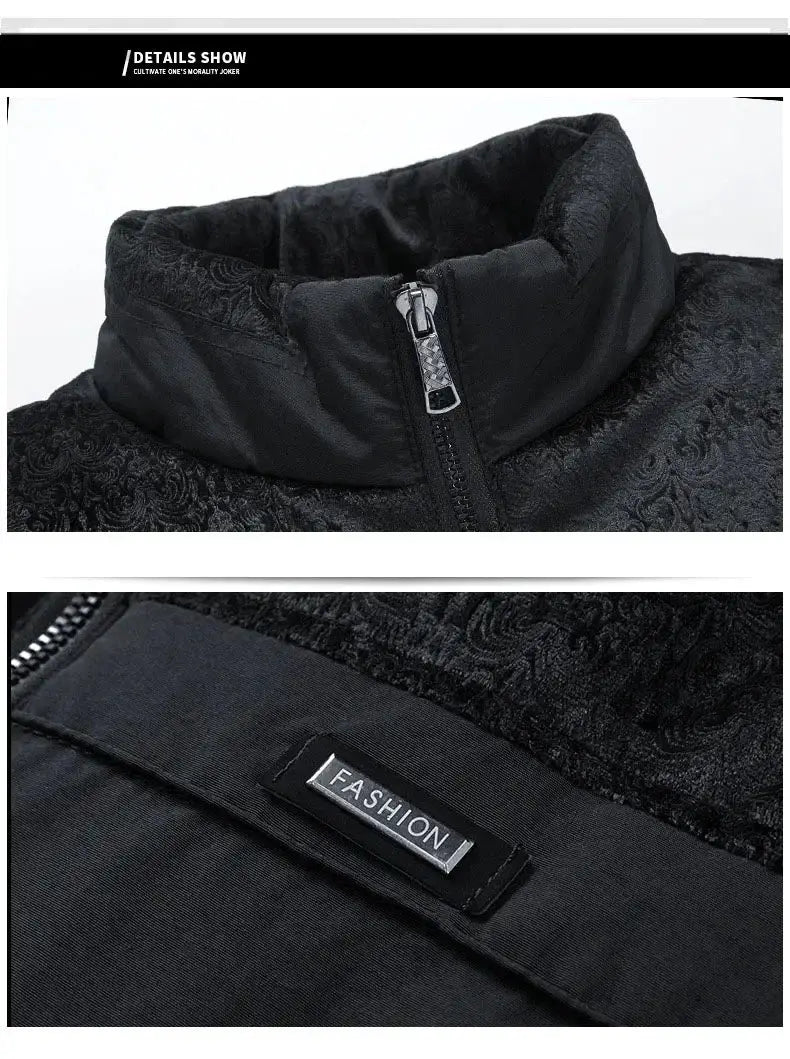 Men's black puffer jacket by Simples Market with stand collar and full zipper