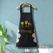 Waterproof Oilproof Sleeveless Kitchen Apron With Front Pocket And Integrated Hand Towels For Home Cooking