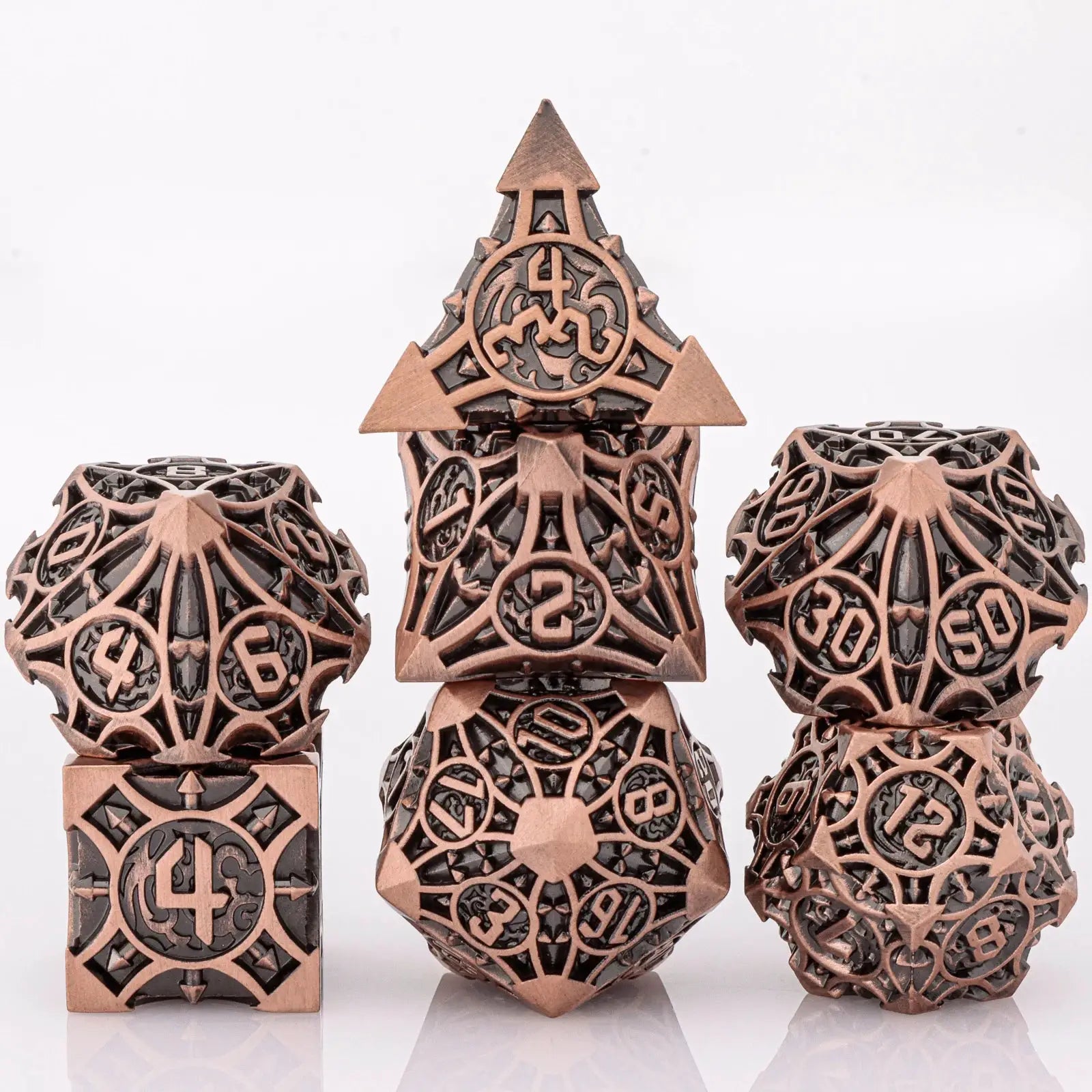 Skull And Dragon Metal Dice Set For Dungeons And Dragons Polyhedral Dice For Tabletop RPGs