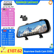 70mai Rearview Dash Cam S500 with 9.35in touchscreen, dual-channel HDR, black Simples Market