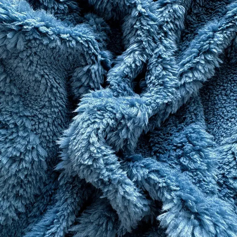Tafuru Milk Fleece single quilt set in blue with plush, thick bedding