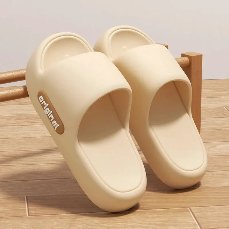 CloudWalk Thick Platform Pillow Slippers For Women With Soft EVA Soles Non Slip Indoor House Shoes