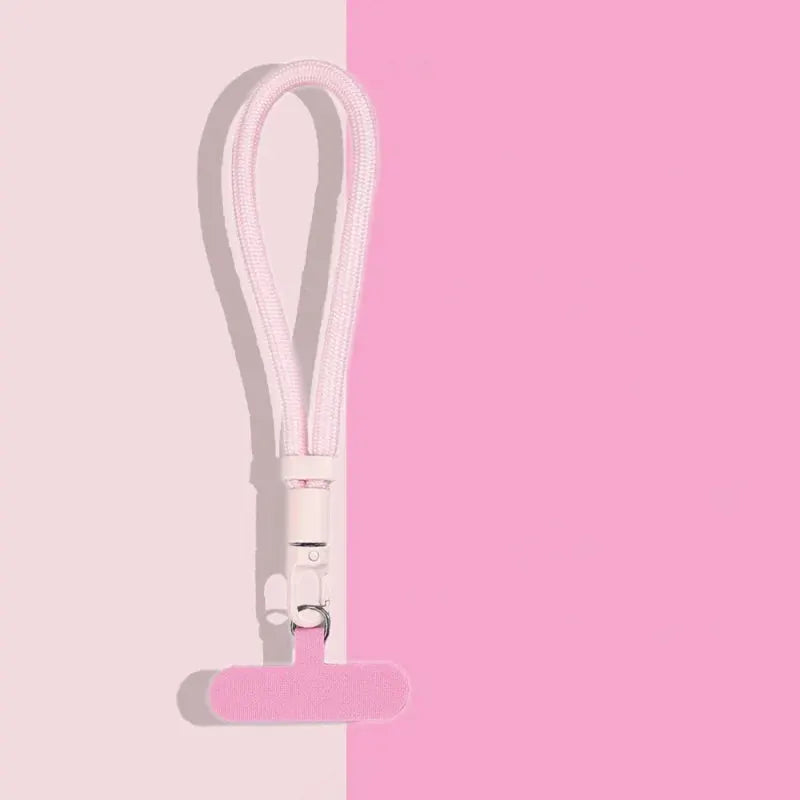 Mobile phone adjustable short lanyard pink braided strap with metal clasp by Simples Market