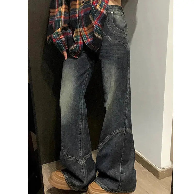 Y2K Spicy Girl Dark Series Wide Leg Jeans for Women High Waist Flare