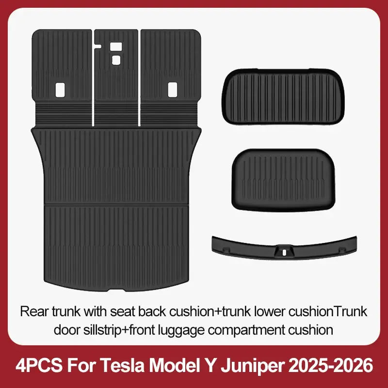 4-piece TPE floor and trunk mat set for Tesla Model Y Juniper 2025–2026 by Simples Market, black
