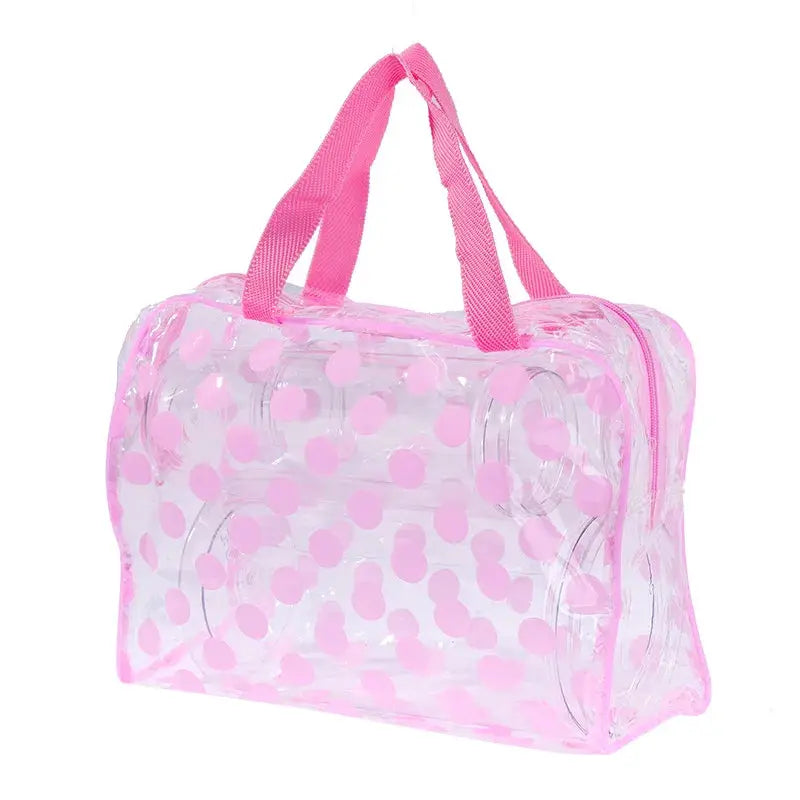 HOMEFISH Transparent Polka Dot Womens Makeup Bag Waterproof PVC Cosmetic Organizer for Travel and Daily Use