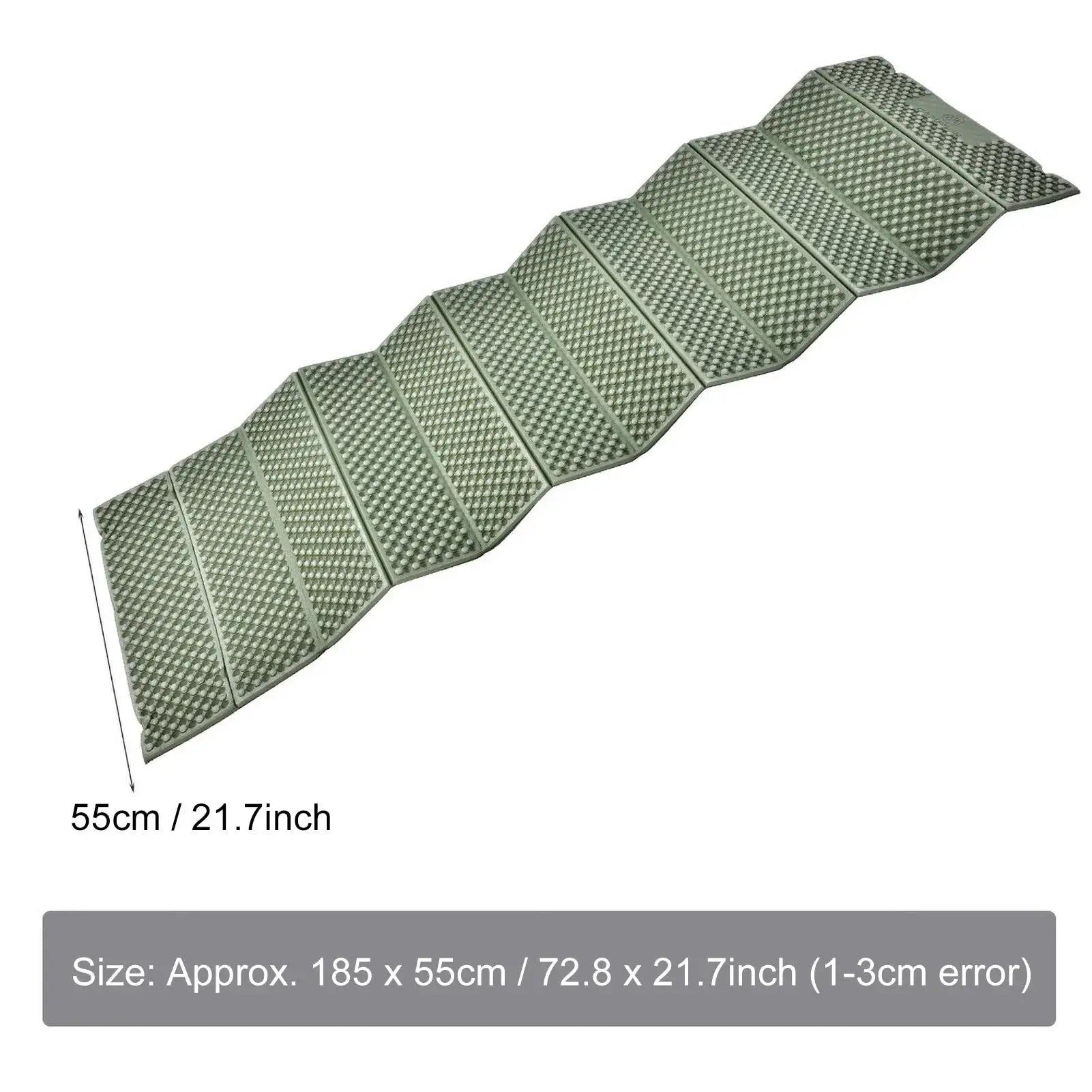 Outdoor sleeping pad inflatable camping mattress, olive-gray textured panels, 185 × 55 cm (72.8 × 21.7 in)