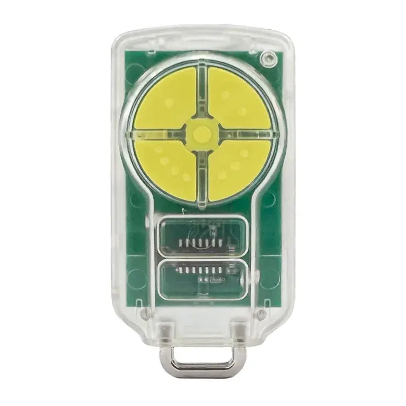 Simples Market universal garage door remote control in a clear case with a yellow circular dial.