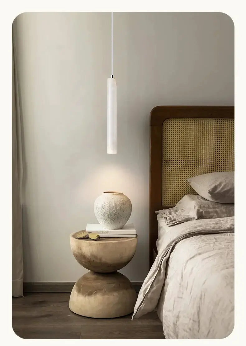 LED pendant lamp with a long white tube for bedroom bedside, Simples Market